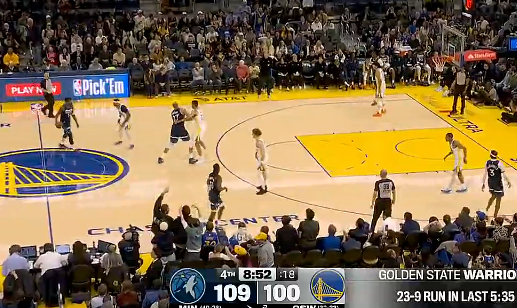 勇士末节爆发追至9分 森林狼仍保持领先优势